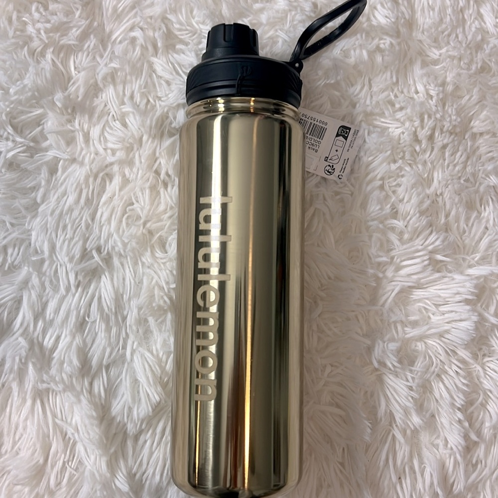 Lululemon Back To Life Sports Bottle 24oz Gold/Black NWT - Picture 2 of 8